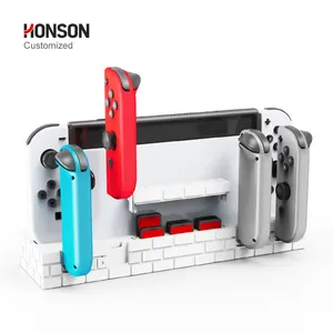 Nintendo Switch 및 Oled 게임 컨트롤러 스탠드 용 8 개의 게임 카드 보관함이있는 HONSON 게임 충전 스테이션 스위치 충전기