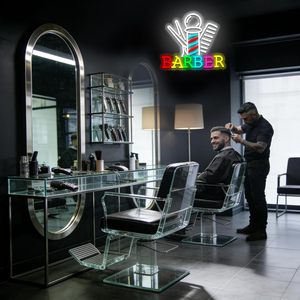 Barber neon LED acrylic <b>sign</b> USB powered dimmable ambient light shop window decoration light entrance indicator light Custom 5V - Product Image 3