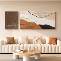 Ensemble d'art mural texturé abstrait style crème avec feuilles de Ginkgo, peinture sur toile moderne pour décoration de fond de canapé de salon