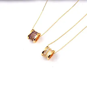 Aug jewelry New Round Hollow Zircon Necklace Simple Clavicle Chain Plating 18K Real Gold Pendant Necklace