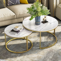 Table basse centrale gigogne au design moderne en laiton doré chromé plateau en acier MDF verre marbre meuble de salon réglable pour la maison
