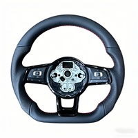 Leder-Lenkrad für Volkswagen Polo 6 5 Polo Golf Passat MK7 Sportliches Doppelseitig Perforiertes Leder-Autolenkrad