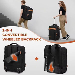 Sac à dos convertible <span class=keywords><strong>2</strong></span> en 1 à roulettes pour <span class=keywords><strong>voyage</strong></span> et loisirs, avec port de charge USB, imperméable, fermeture éclair et poignée télescopique - Product Image 3