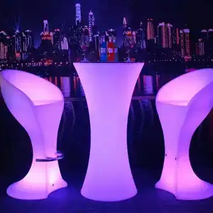 Glowing Led Bar Furniture Light Up Cocktail TableLED Chairs and Plastic LED Light Up Bar Table