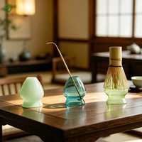 Support pour fouet à matcha en verre vert, résistant à la chaleur, en borosilicate, compatible lave-vaisselle, accessoires pour le thé, fourni par l'usine