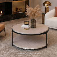 Table basse ronde en marbre moderne de luxe léger avec structure métallique de haute qualité pour salon
