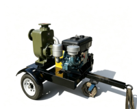 Pompe à eaux usées diesel mobile auto-amorçante de 6 pouces, 180 m³/h, hauteur de refoulement 15 m, 18-20 CV, démarrage électrique, aspiration 6 m pour la lutte contre les inondations