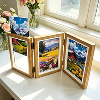 Set Bingkai Foto Kayu Cetak Tangan - Lipat DIY Personalisasi Hadiah Suvenir Minimalis Modis dengan Desain Modern