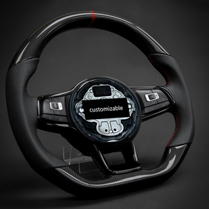 พวงมาลัยหนังคาร์บอนไฟเบอร์สำหรับ VW Golf 5 Golf 7 Golf 7 Golf MK7 MK6 8 MK5 GTI R R B6 B7 B8 Passat - Product Image 2