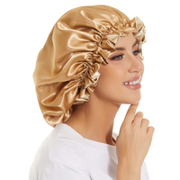 Réglable avec Snap Large imperméable en soie Slouchy Cap Hair Cover Satin Hair Bonnets