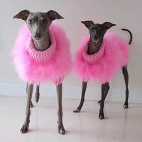 Pull pour chien ZHONGYA élégant en fausse fourrure moelleuse, tricot doux et extensible, vêtements pour chien, tenue élégante pour l'hiver et les fêtes
