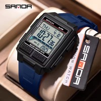 Montre électronique pour homme SANDA 2212, étanche 50 m, bracelet sport tendance, lumière nocturne, compte à rebours, chronomètre, montre LED en silicone