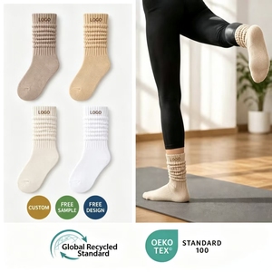 Chaussettes de yoga en tricot bulle <span class=keywords><strong>GRS</strong></span> OEKO-TEX pour femmes, texture bouffante, bord côtelé, chaussettes mi-mollet, logo personnalisé, chaussettes de créateur pour la <span class=keywords><strong>gymnastique</strong></span> - Product Image 1