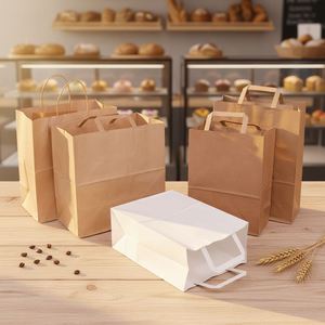 Bolsas de Compra de Papel Kraft Reciclables, Resistentes a la Humedad, Duraderas y con Impresión Personalizada - Product Image 1