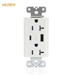 US Standard 15A/20A 115V 125V Dual USB Outlet Type A + Type C 5V 3.6A USB Plug Duplex Receptacle with TR