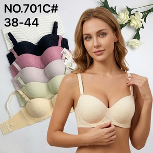Reggiseno Balcone da Donna Plus Size con Ricamo 3D, Imbottito, Regolabile, Senza Ferretto, Sottile, Senza Cuciture, Mezza Coppa, Supporto Morbido, Stile Racerback - Product Image 4