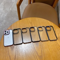 Étui PC transparent de luxe étui de téléphone anneau caméra galvanoplastie en métal laser pour iphone 15 14 pro max xr xs 13 12 couverture