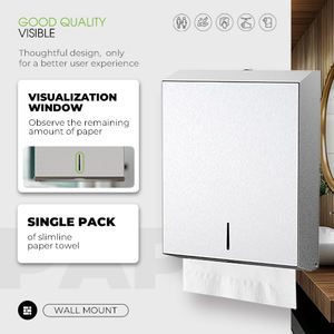 Porte-papier toilette FANDA en acier inoxydable brossé écologique - Design mural moderne - Garantie 1 an pour les immeubles de bureaux - Product Image 3