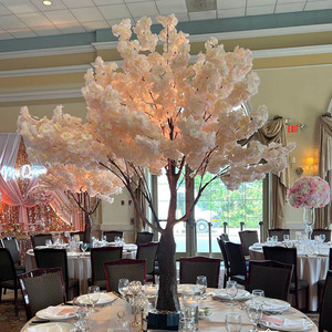 Petit arbre artificiel HK pour table de mariage, avec fleurs de cerisier blanches tombantes, pour décoration intérieure de mariage - Product Image 4