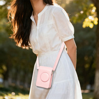Sac pour appareil photo Lerp&Camera Mini EVO rose vertical en cuir PU, protection personnalisée, rangement pour la photographie numérique