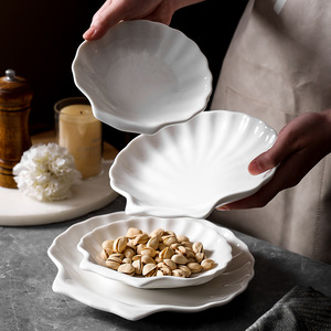 Plat à dîner en céramique en forme de coquille créative, vaisselle de table, plateau à collation, dessert, plateau de restaurant d'hôtel, vaisselle de table créative, <span class=keywords><strong>assiette</strong></span> à pâtes - Product Image 1