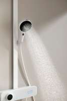 Ensemble de douche mural de luxe moderne intelligent à LED avec thermostat, mitigeur de pluie à poignée unique et barre coulissante, avec cartouche céramique
