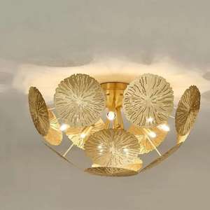 Modern Gold LED Ceiling <b>Lamps</b> New Style Copper Atmosphere Chandelier for Home <b>Office</b> Corridor Bedroom Decorative with Metal Base - Product Image 1