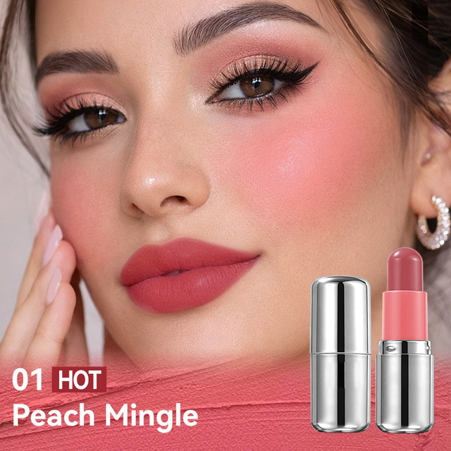 3 in 1 Multi-use Matte Swipe Stick Blush Lip Cheek Eye Tint Cream Blush Stick Silver Tube Long Lasting Face Makeup Private Label