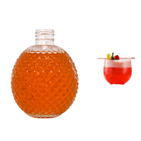 Bouteille à liqueur en verre borosilicate rond gaufré de 750 ml, vide, transparente, sphérique, pour whisky, brandy, vin, avec bouchon