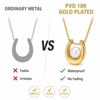 Vente en gros, prêt à expédier : Collier pendentif imitation perle, tendances bijoux 2026, en acier inoxydable plaqué or 18 carats