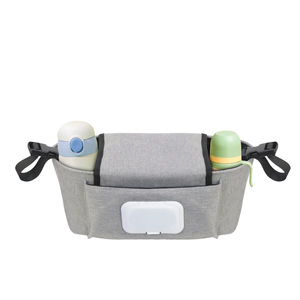 Sac de rangement pour poussette avec porte-bouteilles pour les sorties et les voyages gris - Product Image 5