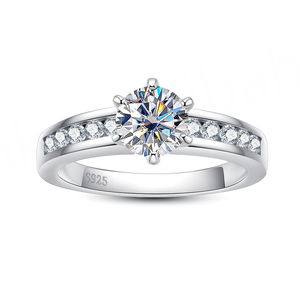 Anillo de Plata de Ley 925 con Diamante Moissanita de 1ct 2ct 3ct para Mujer, Joyería, Anillo de Compromiso con Moissanita - Product Image 1