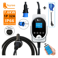 Station de recharge portable pour véhicules électriques Feyree 32A Type 2 IEC 62196-2 Chargeur rapide AC Niveau 2 Puissance de charge de 22KW État neuf