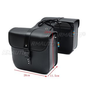 2X Motorcycle Saddlebags Side Tool Bag PU Leather Luggage Bag Saddle Bag Pouch Black Universal for Honda/Yamaha/Kawasaki/Suzuki - Product Image 6