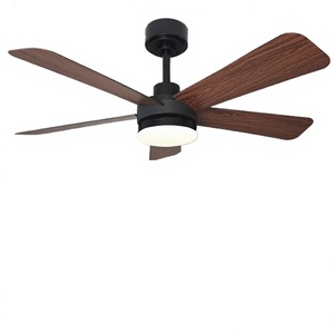 Ventilateur de plafond moderne à 3 pales en bois avec LED, télécommande, moteur DC 220V, noir, montage en suspension, éclairage intérieur pour salon - Product Image 3