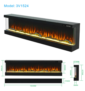 <span class=keywords><strong>Cheminée</strong></span> électrique moderne à 3 faces de 60 pouces avec bûche en acier et garniture en cristal pour une utilisation intérieure pour les hôtels - Product Image 6