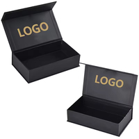 Boîte à bijoux rigide en carton ondulé avec fermeture magnétique noire écologique haut de gamme, papier cartonné mat personnalisé avec logo, impression UV sur éponge