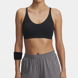 Soutien-gorge de sport sans armatures pour femme, coupe intégrale, respirant, séchage rapide, dos nageur, noir uni, haut sportif - Product Image 1