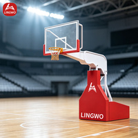 Système de panier de basket personnalisé avec logo, paniers réglables en hauteur et panneau arrière en verre trempé, pour terrain extérieur de 10 pieds