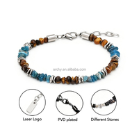 Bracelet personnalisé en perles irrégulières de cristaux naturels (Lapis Lazuli, Turquoise), en acier inoxydable plaqué or 18 carats, avec fermoir mousqueton, idéal comme cadeau