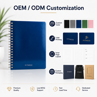 Carnet de fitness personnalisé à spirale, couverture en cuir PU brillant bleu marine, journal d'entraînement et de bien-être, pages intérieures personnalisées, OEM en gros