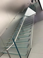 Garde-corps en verre moderne pour extérieur, balustrades d'escalier, marches d'escalier, escalier flottant en verre trempé avec éclairage LED, prix