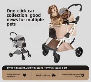 All-in-One Trọng lượng nhẹ có thể gập lại vật nuôi Xe đẩy du lịch ngoài trời giỏ hàng cho mèo và chó làm bằng vật liệu Oxford - Product Image 2