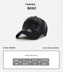 Casquettes de baseball unisexe en gros, nouveau style, à calotte rigide, avec logo personnalisé, broderie 3D, lettres en jean, tendance, pour l'extérieur, décontractées et courantes - Product Image 6