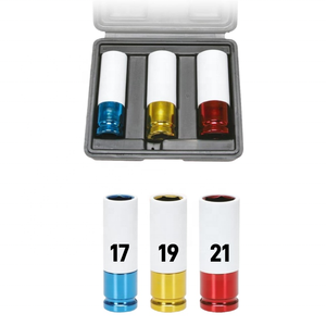 Jeu de douilles à chocs protectrices pour roues de 1/2 pouce, 3 pièces, 6 points, métriques, 50BV30, 17 mm, 19 mm, 21 mm - Product Image 2