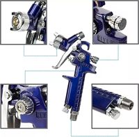 Pistol semprot HVLP profesional, nosel 0.8/1.0mm Mini cangkir semprot 125cc, pistol pneumatik untuk melukis mobil aerodinamis
