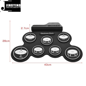 Batería Electrónica Portátil Enrollable de Silicona 2023, Tamaño Compacto, Pad de Batería USB, Kit de Batería Digital de 7 Pads con <span class=keywords><strong>Baquetas</strong></span> y Pedales - Product Image 2