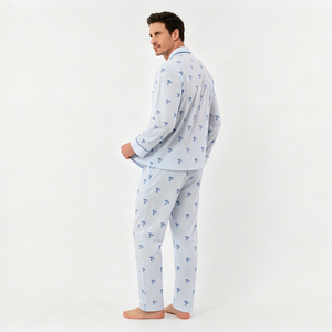 Pyjamas imprimés en bambou pour hommes, ensemble de vêtements de nuit confortables en modal, fabrication sur mesure de vêtements de nuit et de loungewear pour hommes - Product Image 5