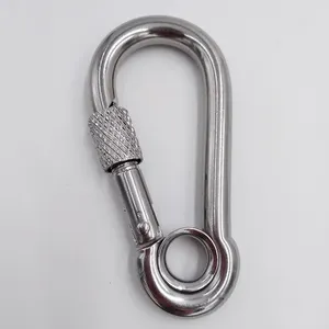 AISI304 AISI316 الفولاذ المقاوم للصدأ كليب الثقيلة قفل الإبهام المسمار Carabiner مع ثقب دائري