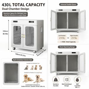 Séchoir automatique pour animaux de compagnie 430L, petite <span class=keywords><strong>taille</strong></span>, pliable, faible bruit, contrôle intelligent pour usage domestique, chats et petits chiens, séchage sécurisé - Product Image 3